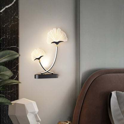 Contemporary Creative Double Flower Iron Aluminum Acrylic LED Wall Sconce Lamp For Bedroom