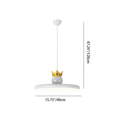Contemporary Nordic Cream Crown Round Iron ABS Resin LED Pendant Light For Dining Room