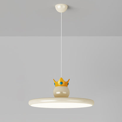 Contemporary Nordic Cream Crown Round Iron ABS Resin LED Pendant Light For Dining Room
