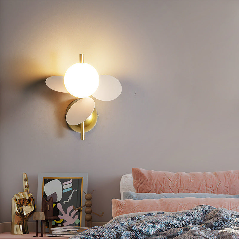Contemporary Creative Kids Macaron Round Iron PVC Glass 1-Light Wall Sconce Lamp For Bedroom