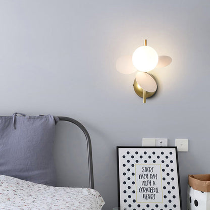 Contemporary Creative Kids Macaron Round Iron PVC Glass 1-Light Wall Sconce Lamp For Bedroom