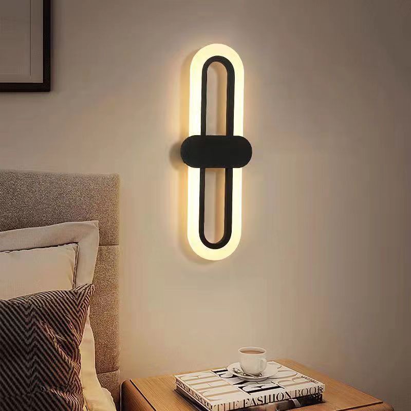 Modern Minimalist Oval Aluminum Acrylic LED Wall Sconce Lamp For Bedroom