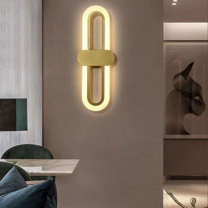 Modern Minimalist Oval Aluminum Acrylic LED Wall Sconce Lamp For Bedroom