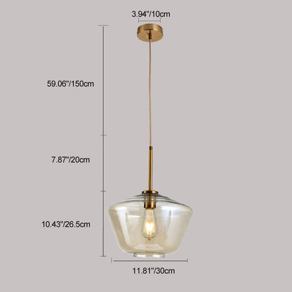 Contemporary Scandinavian Irregular Cylinder Round Oval Hardware Glass 1-Light Pendant Light For Bedroom