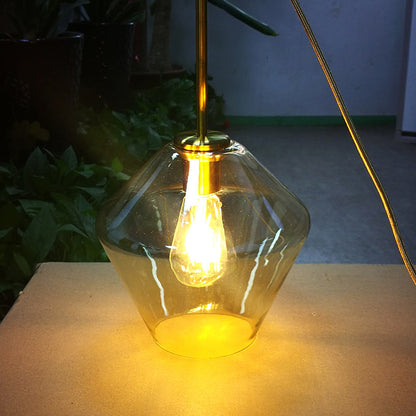 Contemporary Scandinavian Irregular Cylinder Round Oval Hardware Glass 1-Light Pendant Light For Bedroom