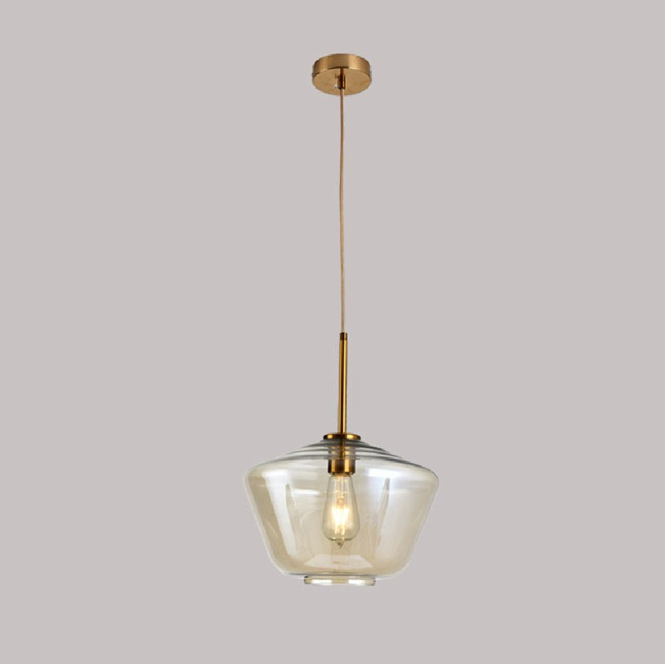 Contemporary Scandinavian Irregular Cylinder Round Oval Hardware Glass 1-Light Pendant Light For Bedroom