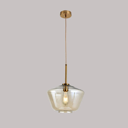 Contemporary Scandinavian Irregular Cylinder Round Oval Hardware Glass 1-Light Pendant Light For Bedroom
