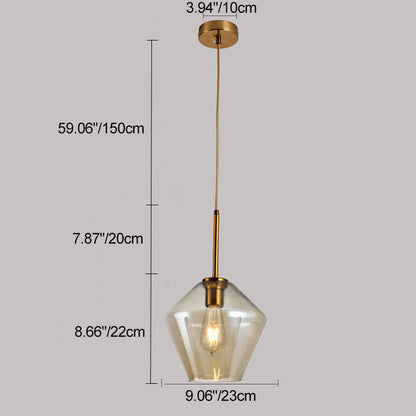 Contemporary Scandinavian Irregular Cylinder Round Oval Hardware Glass 1-Light Pendant Light For Bedroom