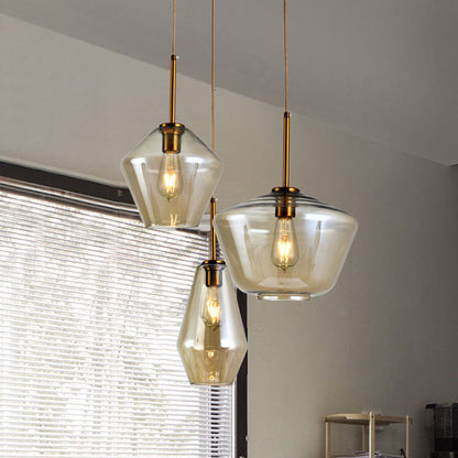 Contemporary Scandinavian Irregular Cylinder Round Oval Hardware Glass 1-Light Pendant Light For Bedroom