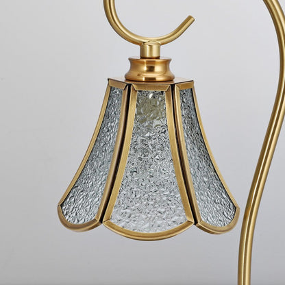 Traditional Rustic Liftable Lace Cone Iron Glass 1-Light Melting Wax Table Lamp For Bedroom