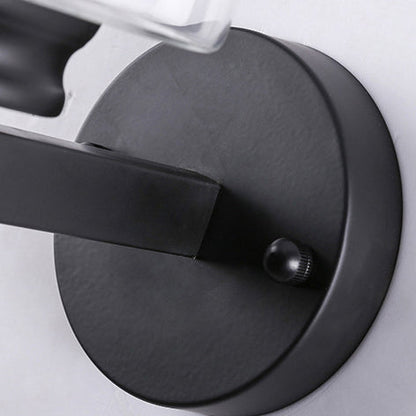 Modern Minimalist Round Cylinder Iron Glass 1-Light Wall Sconce Lamp For Bedroom