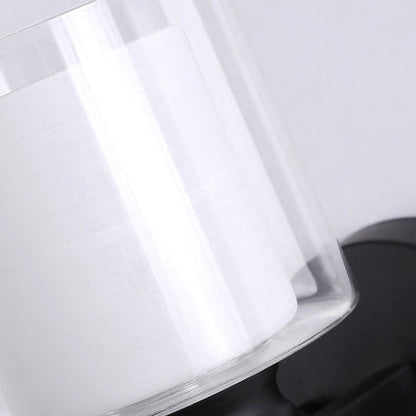 Modern Minimalist Round Cylinder Iron Glass 1-Light Wall Sconce Lamp For Bedroom