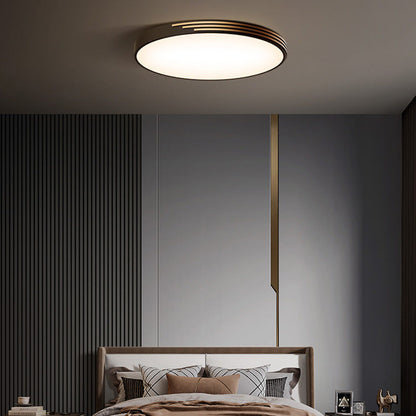 Traditional Vintage Round Dome Copper Acrylic LED Flush Mount Ceiling Light For Bedroom
