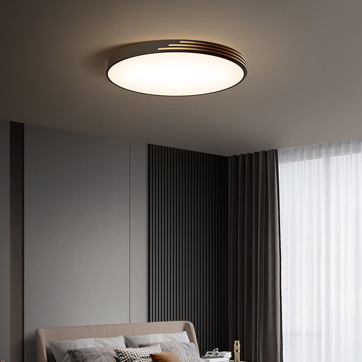Traditional Vintage Round Dome Copper Acrylic LED Flush Mount Ceiling Light For Bedroom