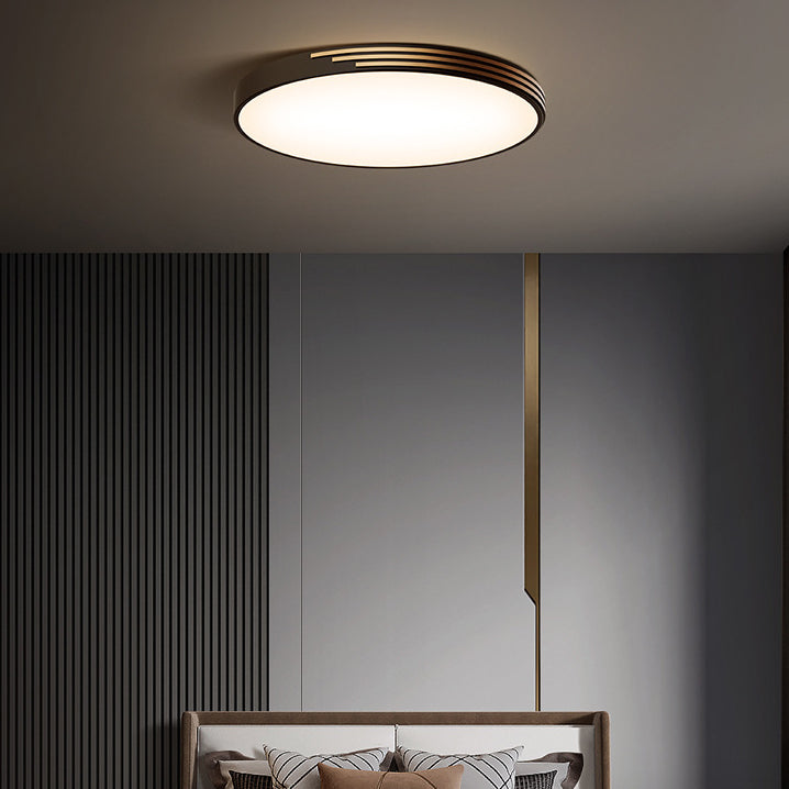 Traditional Vintage Round Dome Copper Acrylic LED Flush Mount Ceiling Light For Bedroom