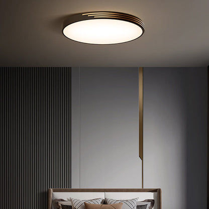 Traditional Vintage Round Dome Copper Acrylic LED Flush Mount Ceiling Light For Bedroom