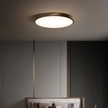 Traditional Vintage Round Dome Copper Acrylic LED Flush Mount Ceiling Light For Bedroom