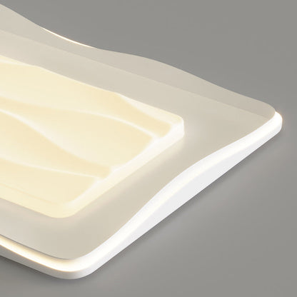 Modern Minimalist Cream Rectangle Square PVC Hardware LED Flush Mount Ceiling Light For Bedroom