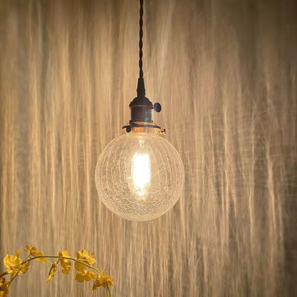 Contemporary Creative Round Orb Diamond Cone Copper Glass 1-Light Pendant Light For Bedroom