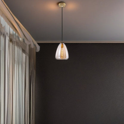 Contemporary Scandinavian Cone Metal Glass 1-Light Pendant Light For Dining Room