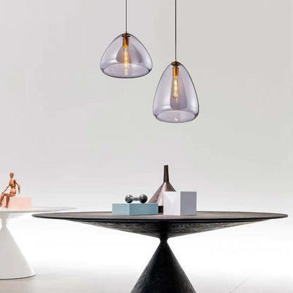 Contemporary Scandinavian Cone Metal Glass 1-Light Pendant Light For Dining Room