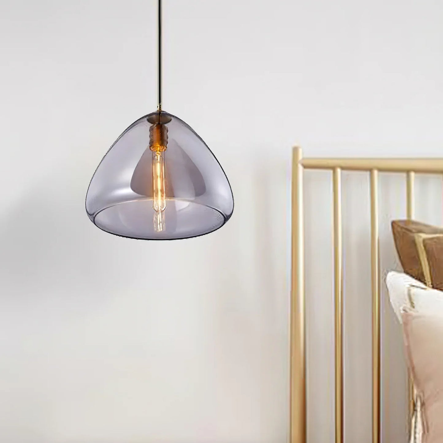 Contemporary Scandinavian Cone Metal Glass 1-Light Pendant Light For Dining Room