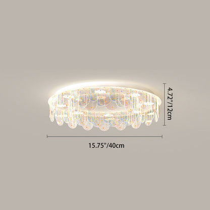 Contemporary Nordic Colorful Round Iron Acrylic LED Flush Mount Ceiling Light For Bedroom