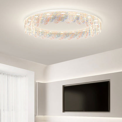 Contemporary Nordic Colorful Round Iron Acrylic LED Flush Mount Ceiling Light For Bedroom