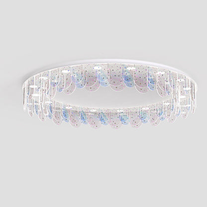 Contemporary Nordic Colorful Round Iron Acrylic LED Flush Mount Ceiling Light For Bedroom