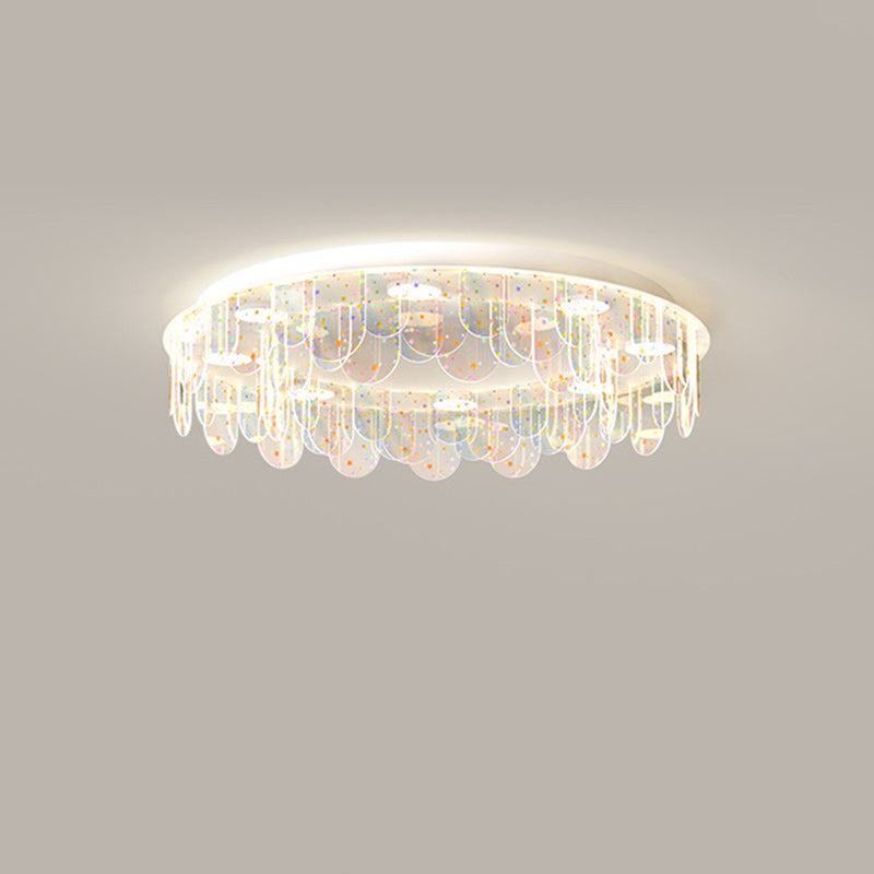 Contemporary Nordic Colorful Round Iron Acrylic LED Flush Mount Ceiling Light For Bedroom