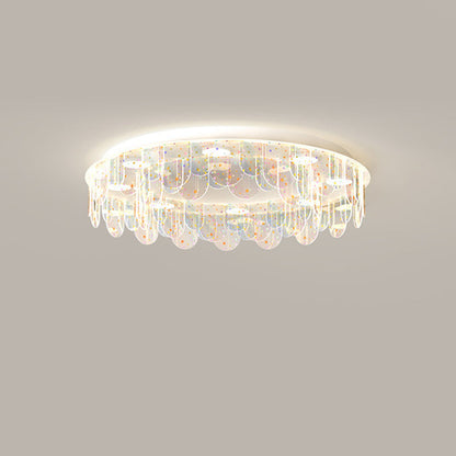 Contemporary Nordic Colorful Round Iron Acrylic LED Flush Mount Ceiling Light For Bedroom