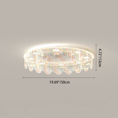 Contemporary Nordic Colorful Round Iron Acrylic LED Flush Mount Ceiling Light For Bedroom