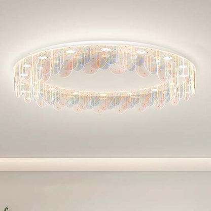 Contemporary Nordic Colorful Round Iron Acrylic LED Flush Mount Ceiling Light For Bedroom