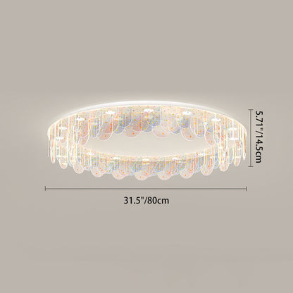 Contemporary Nordic Colorful Round Iron Acrylic LED Flush Mount Ceiling Light For Bedroom