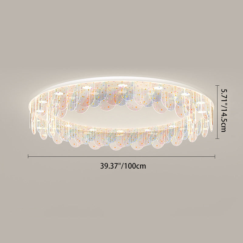 Contemporary Nordic Colorful Round Iron Acrylic LED Flush Mount Ceiling Light For Bedroom