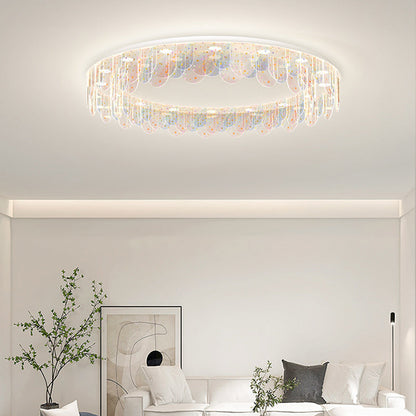 Contemporary Nordic Colorful Round Iron Acrylic LED Flush Mount Ceiling Light For Bedroom