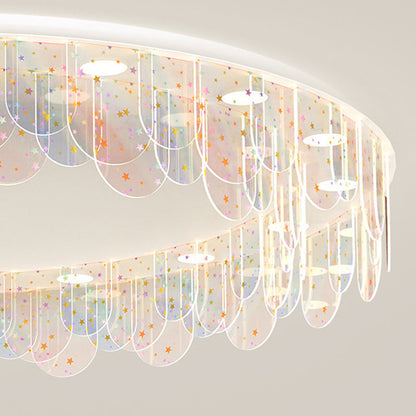 Contemporary Nordic Colorful Round Iron Acrylic LED Flush Mount Ceiling Light For Bedroom