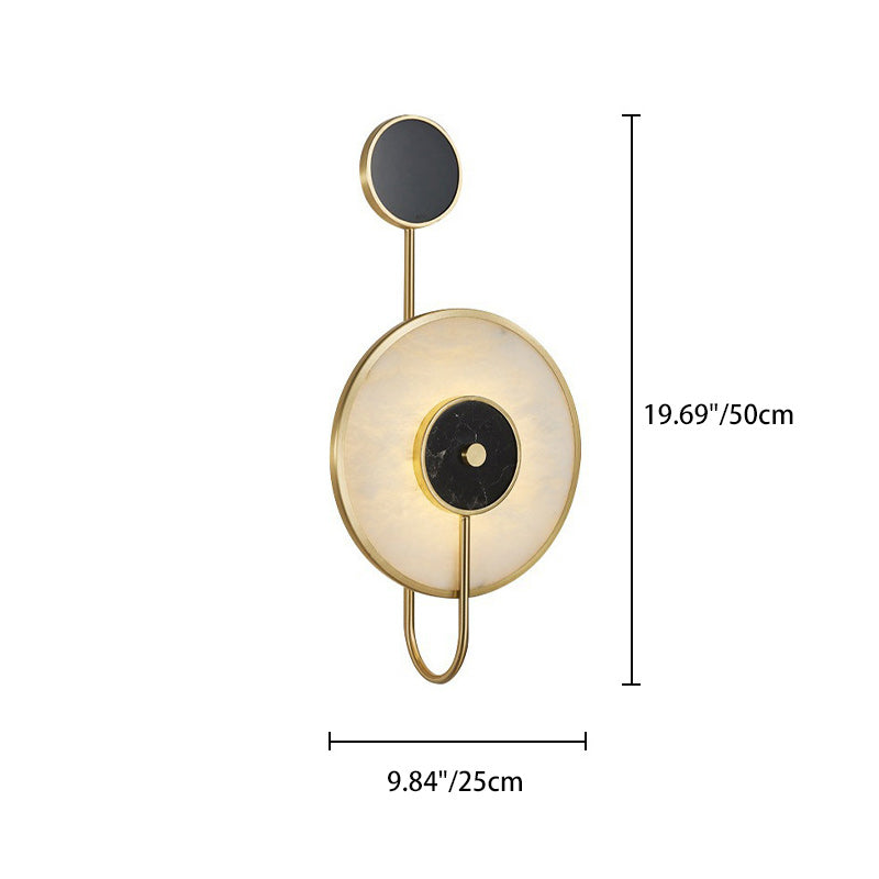Modern Mid-Century Round Iron Copper Marble LED Wall Sconce Lamp For Bedroom