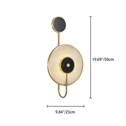 Modern Mid-Century Round Iron Copper Marble LED Wall Sconce Lamp For Bedroom