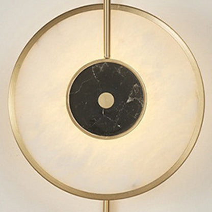 Modern Mid-Century Round Iron Copper Marble LED Wall Sconce Lamp For Bedroom