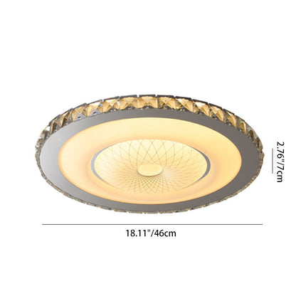 Modern Luxury Round Stainless Steel Acrylic Crystal LED Flush Mount Ceiling Light For Bedroom