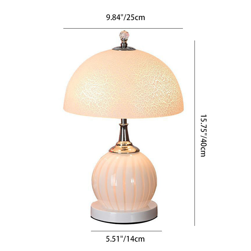 Modern Minimalist Round Semicircle Orb Iron Glass 2-Light Table Lamp For Bedroom