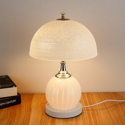 Modern Minimalist Round Semicircle Orb Iron Glass 2-Light Table Lamp For Bedroom