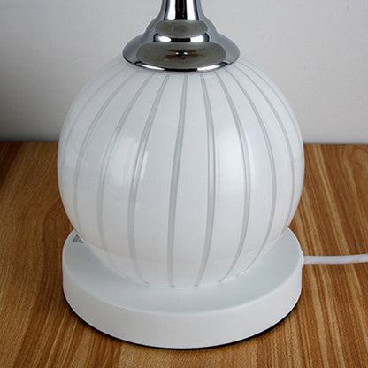 Modern Minimalist Round Semicircle Orb Iron Glass 2-Light Table Lamp For Bedroom