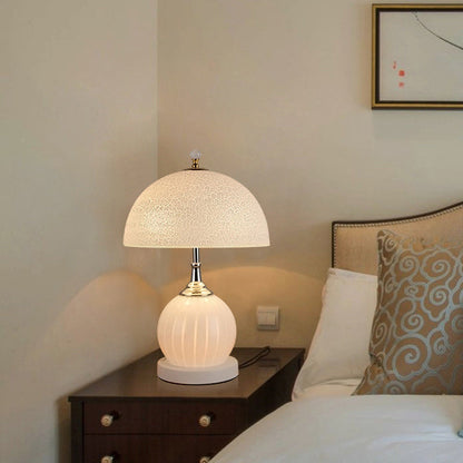Modern Minimalist Round Semicircle Orb Iron Glass 2-Light Table Lamp For Bedroom