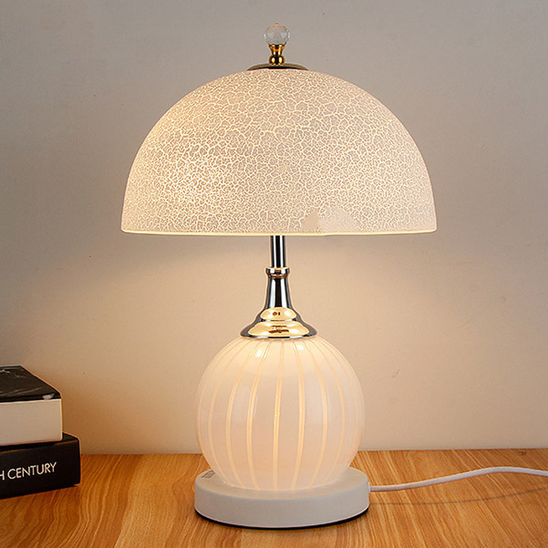 Modern Minimalist Round Semicircle Orb Iron Glass 2-Light Table Lamp For Bedroom