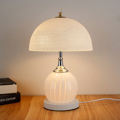 Modern Minimalist Round Semicircle Orb Iron Glass 2-Light Table Lamp For Bedroom