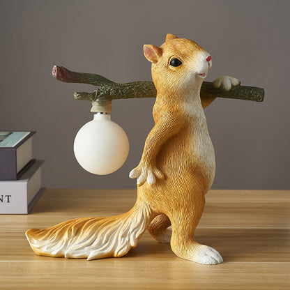 Contemporary Creative Cartoon Squirrel Resin 1-Light Table Lamp For Bedroom