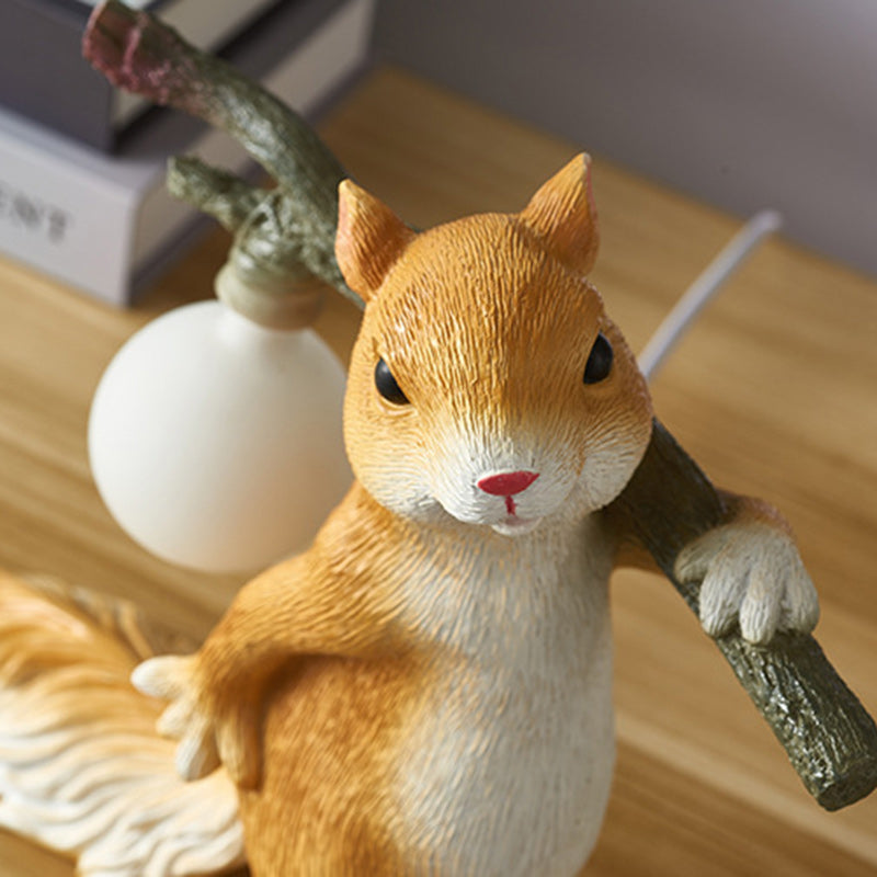 Contemporary Creative Cartoon Squirrel Resin 1-Light Table Lamp For Bedroom