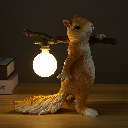 Contemporary Creative Cartoon Squirrel Resin 1-Light Table Lamp For Bedroom